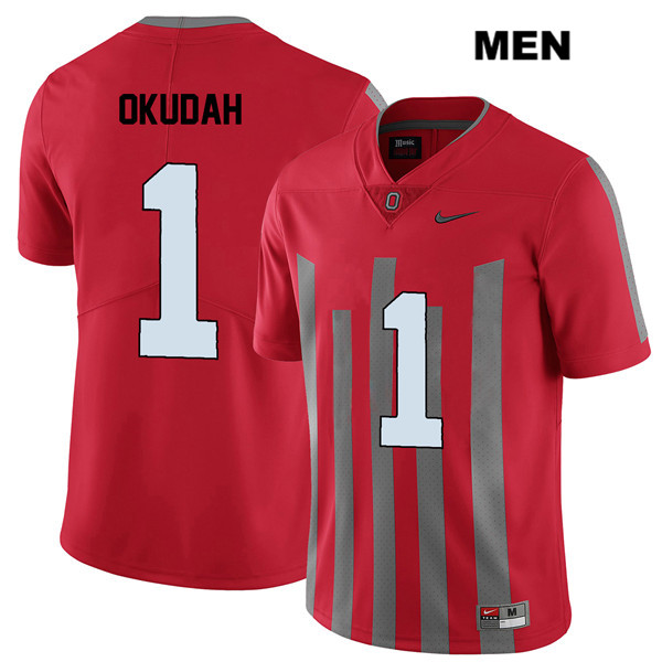 Ohio State Buckeyes Men's Jeffrey Okudah #1 Red Authentic Nike Elite College NCAA Stitched Football Jersey GZ19P87SL